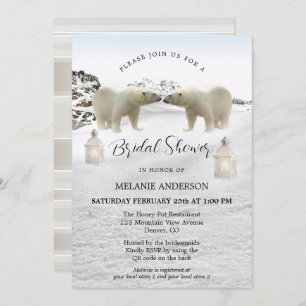 Polar Bear QR Code Winter Bridal Shower Invitation