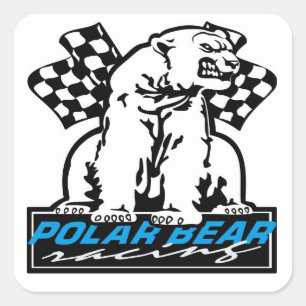 Polar Bear Racing Square Sticker