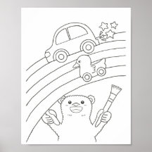Polar Bear Rainbow Downloadable Colouring Page 