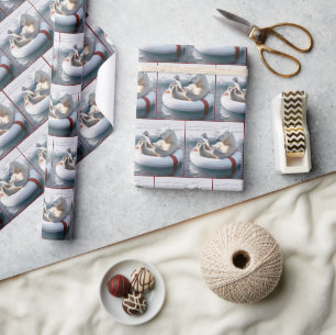 Polar Bear Reading a Newspaper Wrapping Paper