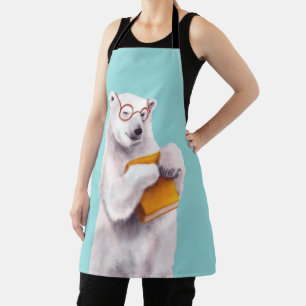 Polar Bear Reading Art – Book Lover Apron
