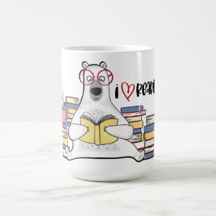 Polar Bear Reading Book Coffee Mug
