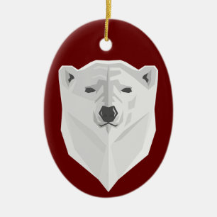 Polar Bear & Red Ceramic Ornament