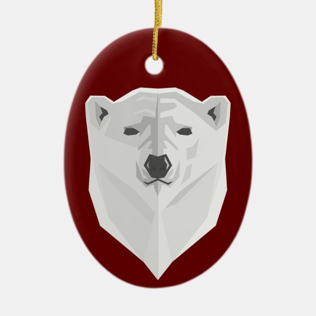 Polar Bear & Red Ceramic Ornament (Front)