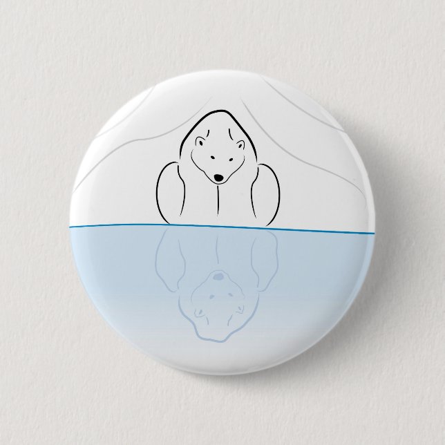 Polar bear Reflection on global warming 6 Cm Round Badge (Front)