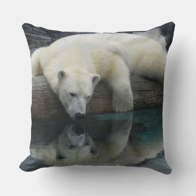 Polar Bear Reflections - White Polar Bear Cushion (Front)