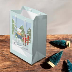 Polar Bear Reindeer Friends Holiday Blue Gift Bag