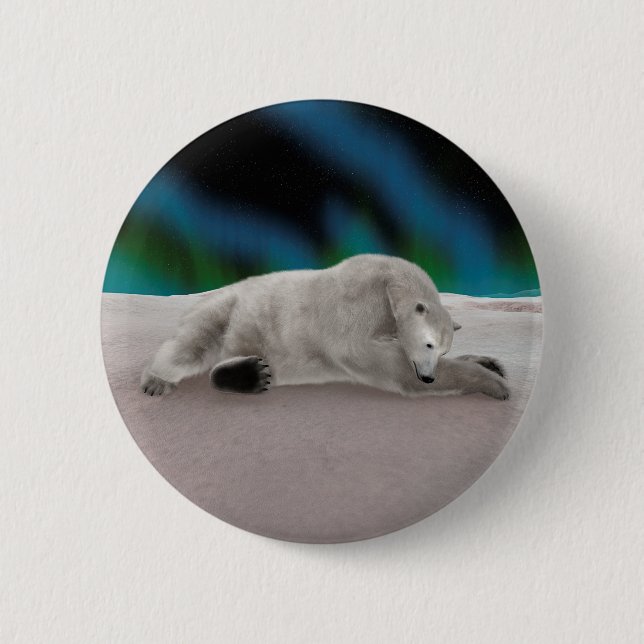 Polar Bear Resting 6 Cm Round Badge (Front)