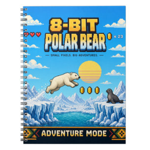Polar Bear, Retro 8-Bit Pixel Art Notebook