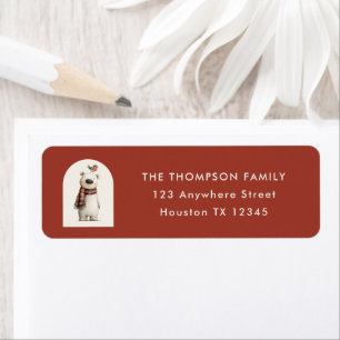 Polar Bear Robin Christmas Return Address Label