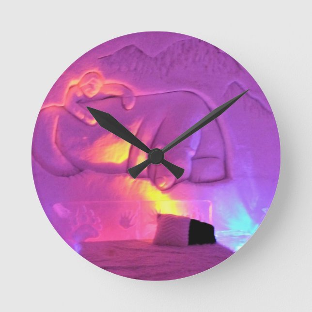 Polar Bear Room at Hotel de Glace, Quebec, Canada Round Clock (Front)