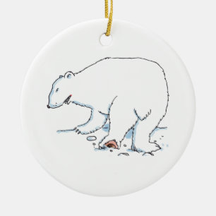 Polar Bear round ceramic ornament
