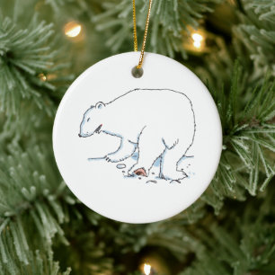 Polar Bear round ceramic ornament
