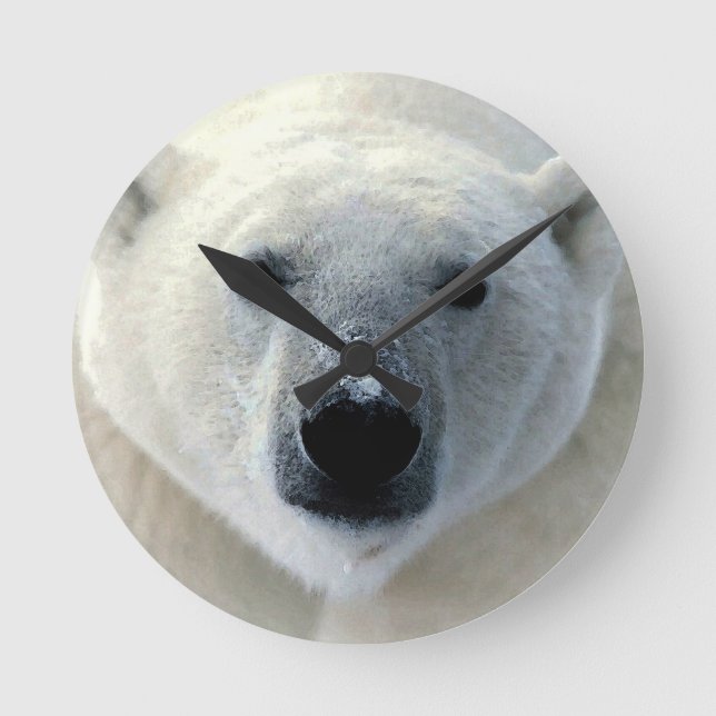 Polar Bear Round Clock (Front)