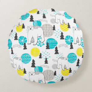 Polar bear round cushion