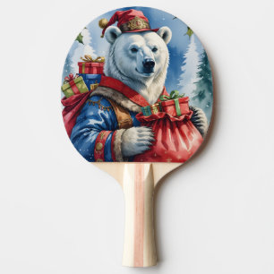 Polar Bear Santa Christmas Design Ping Pong Paddle