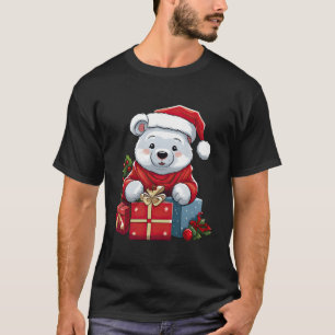 Polar Bear Santa Claus Hat Christmas Snow Xmas Paj T-Shirt