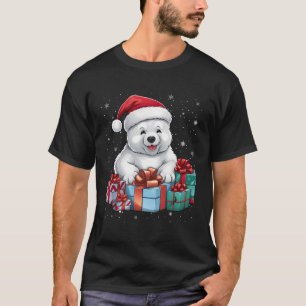 Polar Bear Santa Hat Christmas Snow Xmas Kids Boys T-Shirt