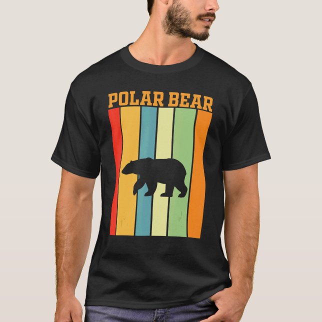 Polar Bear Shadow Silhouette In Retro Colours T-Shirt (Front)