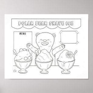 Polar Bear Shave Ice Downloadable Colouring Poster