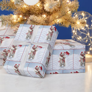 Polar Bear Shoveling Snow Wrapping Paper