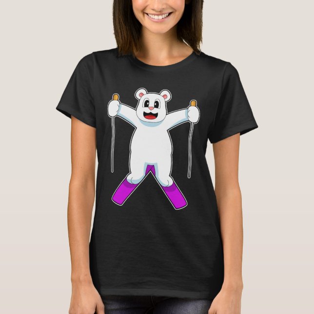 Polar bear Skier Ski Winter sports T-Shirt (Front)