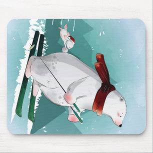 Polar Bear Skiing Gift For Baby Mouse Pad