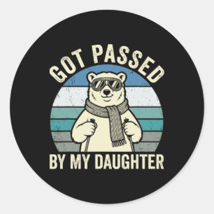 Polar Bear Skiing Humor Got Ped By My Daughter Ret Classic Round Sticker