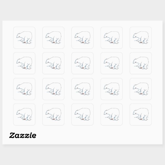 Polar Bear small square stickers sheet (Sheet)