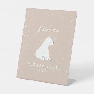 Polar Bear Snow Girl Baby Shower Favours Pedestal Sign