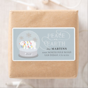 Polar Bear Snow Globe Blue Shipping