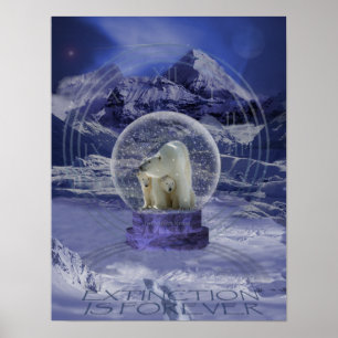 Polar Bear Snow Globe copy Poster