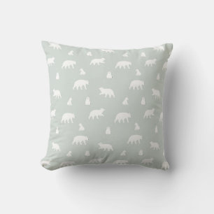 Polar Bear Snow Pattern Blue Cushion