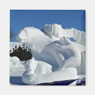 Polar Bear Snow Sculpture, Quebec, Canada Magnet