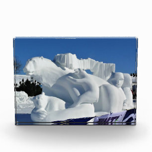 Polar Bear Snow Sculpture, Quebec, Canada Photo Block