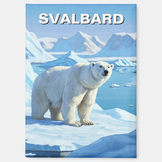 Polar Bear Snow Svalbard Norway Magnet (Front)