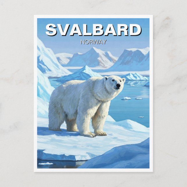 Polar Bear Snow Svalbard Norway Postcard (Front)