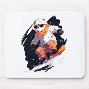 Polar Bear Snowboarding Snowboard Snowboarder Wint Mouse Pad