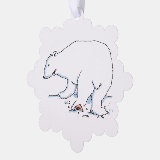 Polar Bear snowflake paper ornament (Left)