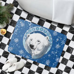 Polar Bear Snowflakes Art Nouveau Bath Mat