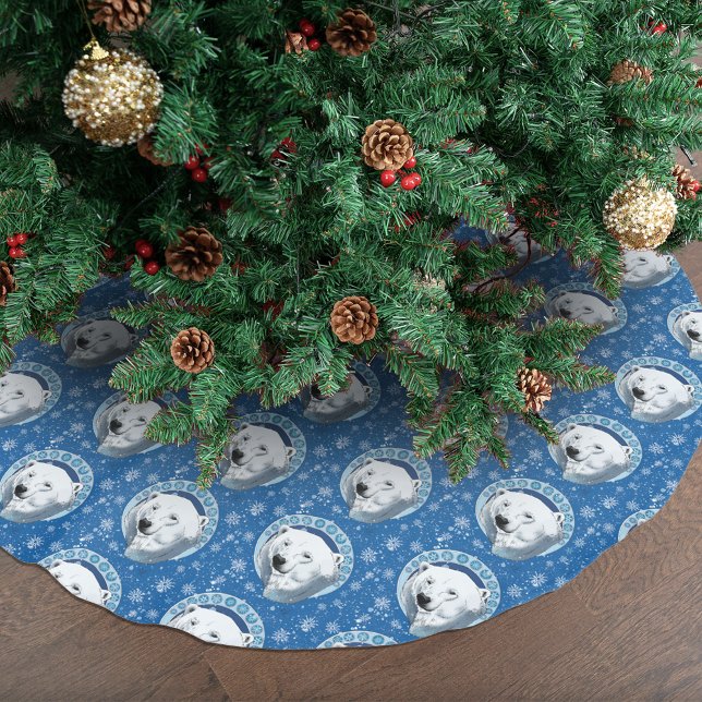 Polar bear Snowflakes Art Nouveau Brushed Polyester Tree Skirt (Creator Uploaded)