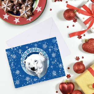 Polar Bear Snowflakes Art Nouveau Card