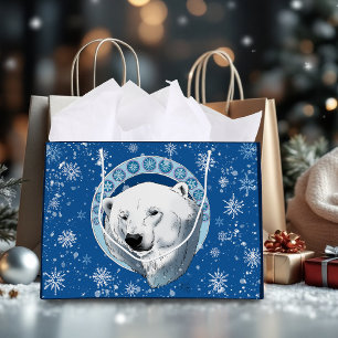 Polar Bear Snowflakes Art Nouveau Large Gift Bag