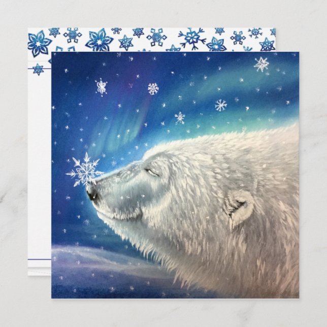 Polar Bear Snowflakes Cards (Front/Back)
