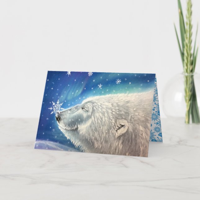 Polar Bear Snowflakes Greeting Card (Front)