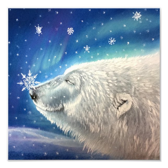 Polar Bear Snowflakes Poster (Front)