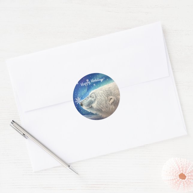 Polar Bear Snowflakes Stickers (Envelope)