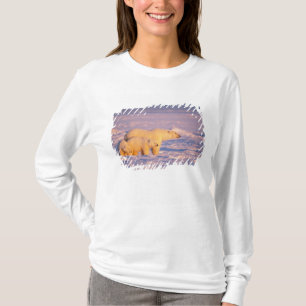 Polar bear sow with spring cubs on the frozen T-Shirt