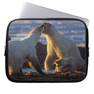 Polar bear sows with cub at side, 1002 coastal laptop sleeve
