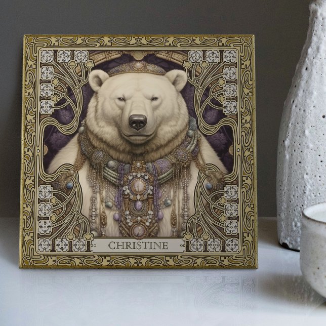 Polar Bear Spirit-Animal Carpetpunk Altarpiece Ceramic Tile (Creator Uploaded)